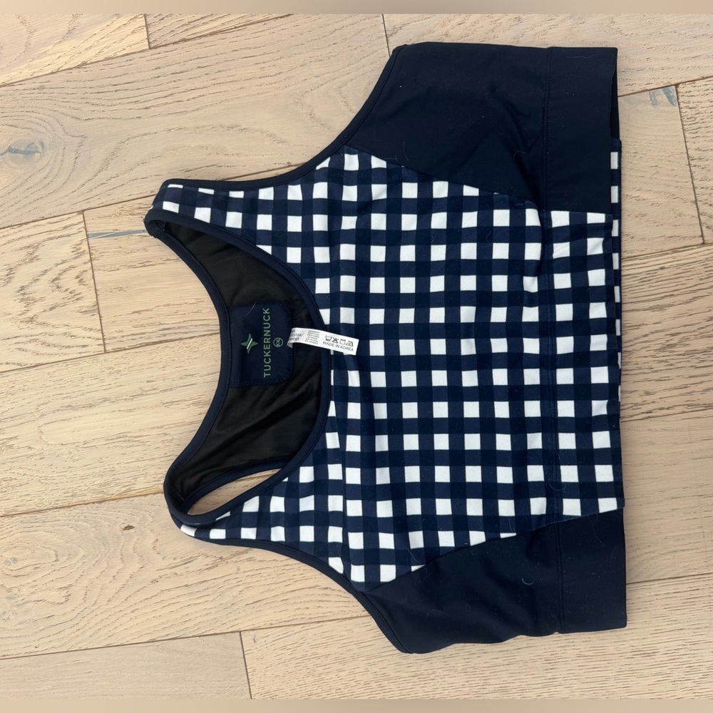 Tuckernuck Navy and White Checkered Sports Top
